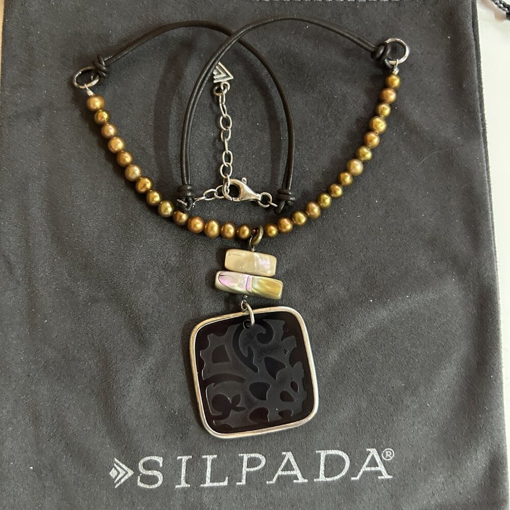 Silpada Bronze Pearl & Shell Necklace N1803